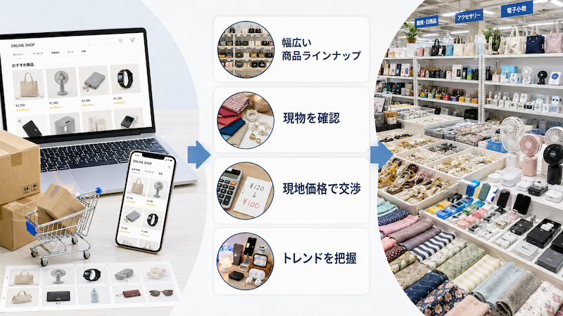 中国現地仕入れとネット仕入れの違い
