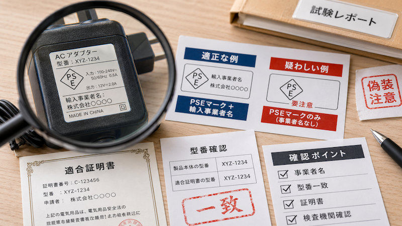 中国輸入商品のPSEマーク真偽確認