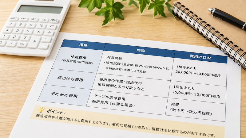 食品衛生法の検査費用と届出代行費用