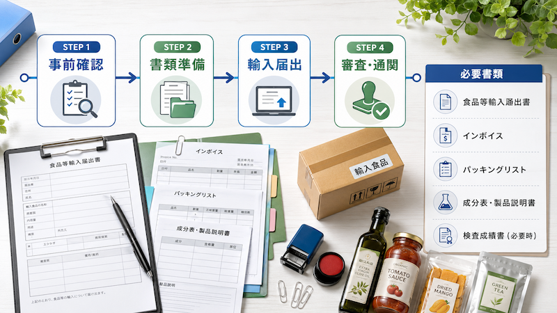 食品等輸入届出の4ステップと必要書類