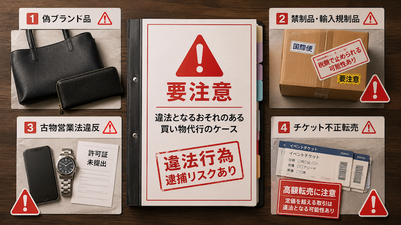 買い物代行で違法となる4つの取引例