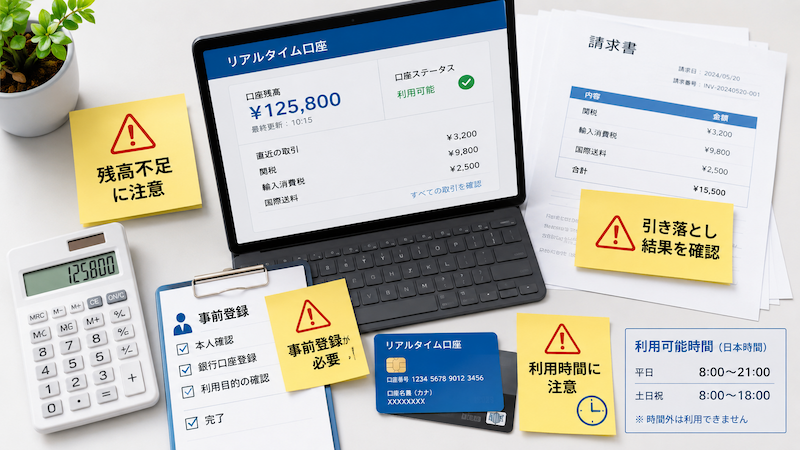 リアルタイム口座の注意点