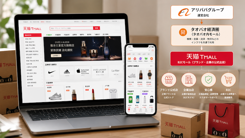 天猫(Tmall)とタオバオの関係・B2Cモールの仕組み