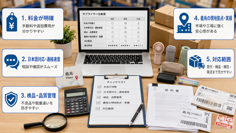 義烏の輸入代行業者を比較する5つの選定基準