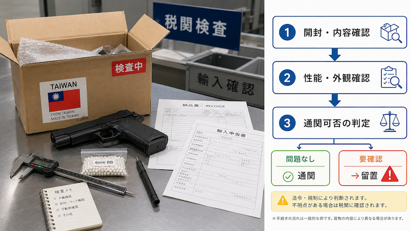 台湾エアガンの税関検査と通関