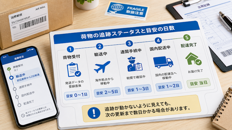 佐川グローバルの追跡ステータスと日数目安