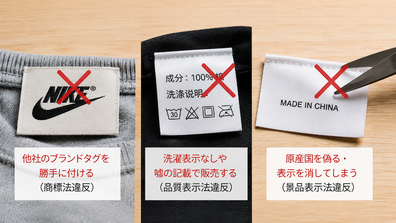 中国輸入のタグ付け替えで違法になる例