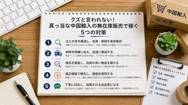 中国輸入の無在庫販売で稼ぐ5つの対策