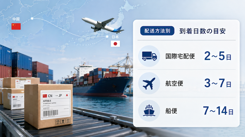 中国から日本への荷物の配送日数目安