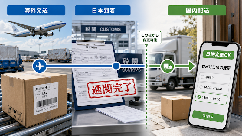 国際便の通関完了後に日時変更する流れ