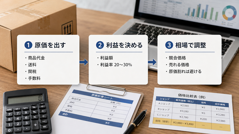 中国輸入の販売価格を決める3ステップ