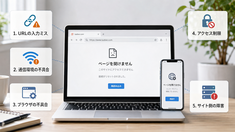 タオバオURLが開けない主な原因
