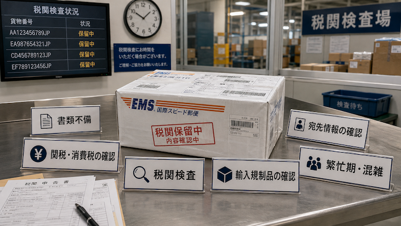 EMSが通関手続中で止まる主な原因