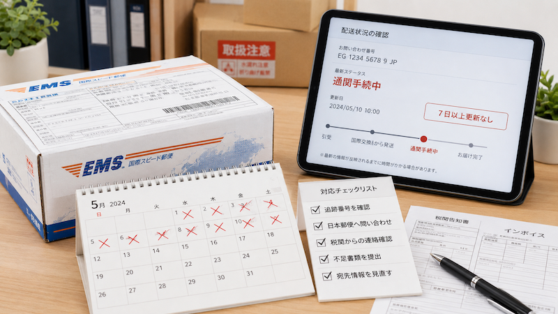 EMSが通関手続中で動かない時の対処法