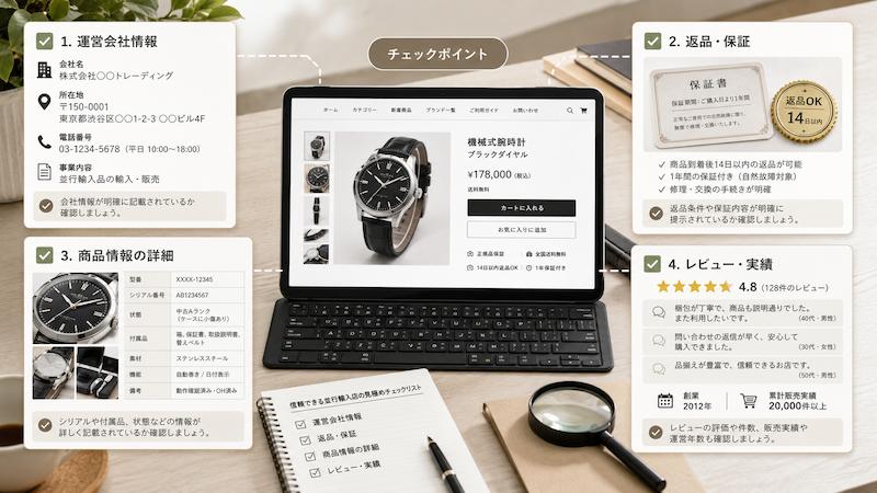 信頼できる並行輸入ショップを選ぶ4つの確認基準