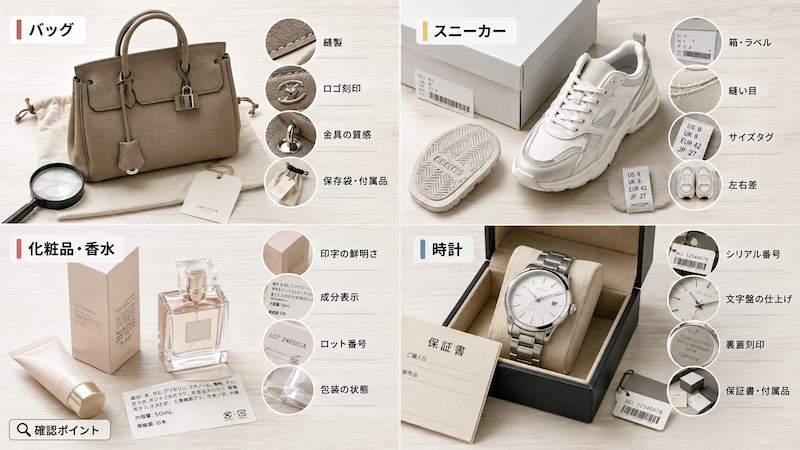 バッグ・スニーカー・化粧品・時計の偽物確認ポイント