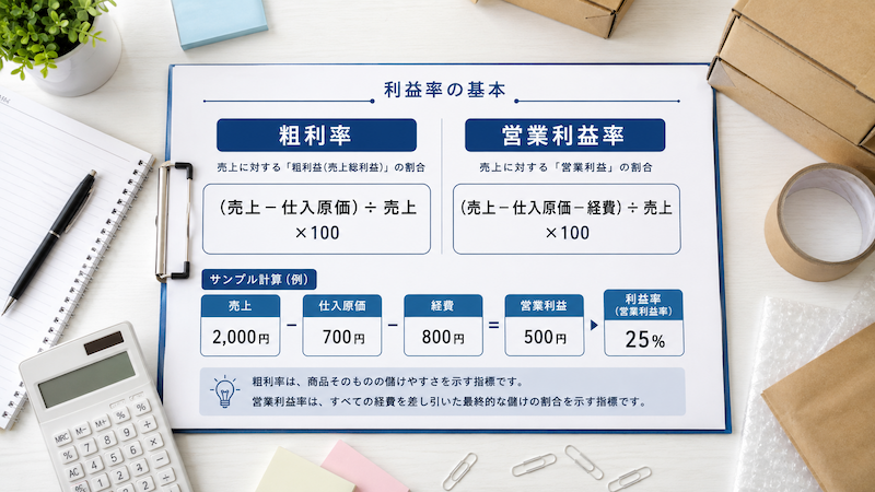 物販の粗利率と営業利益率の計算方法