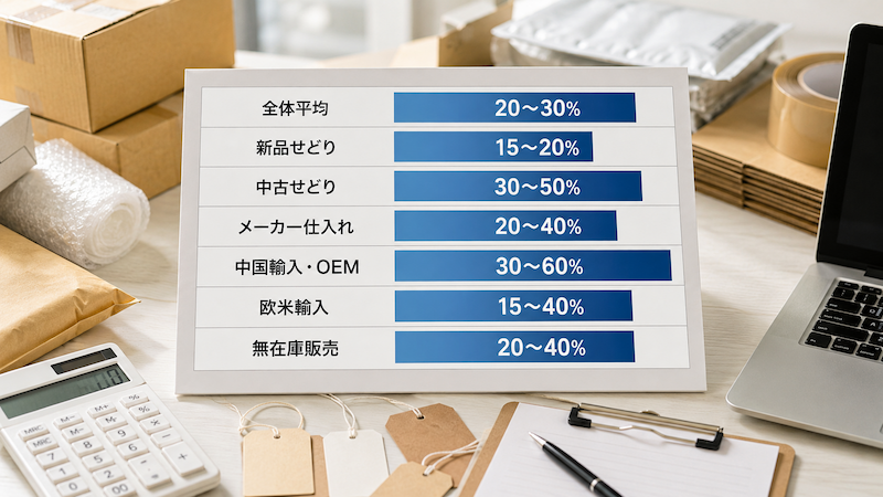 物販ビジネスの手法別利益率の目安