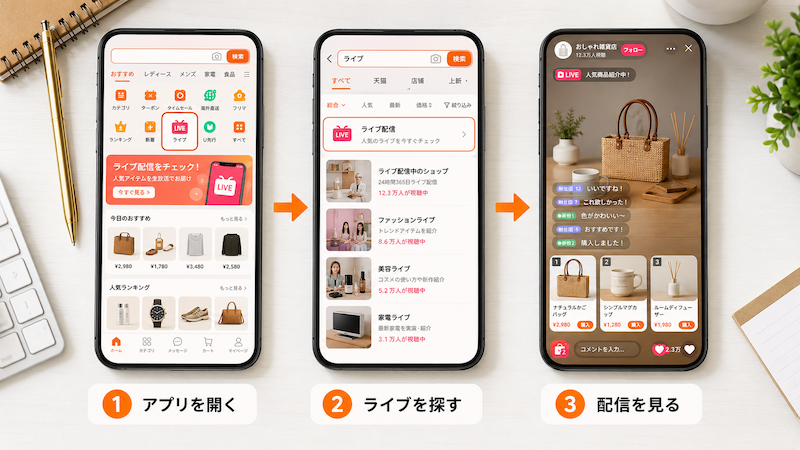タオバオライブを視聴する3ステップ