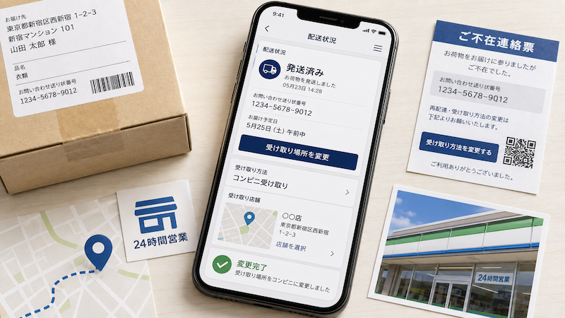 クロネコメンバーズのコンビニ受け取り変更画面