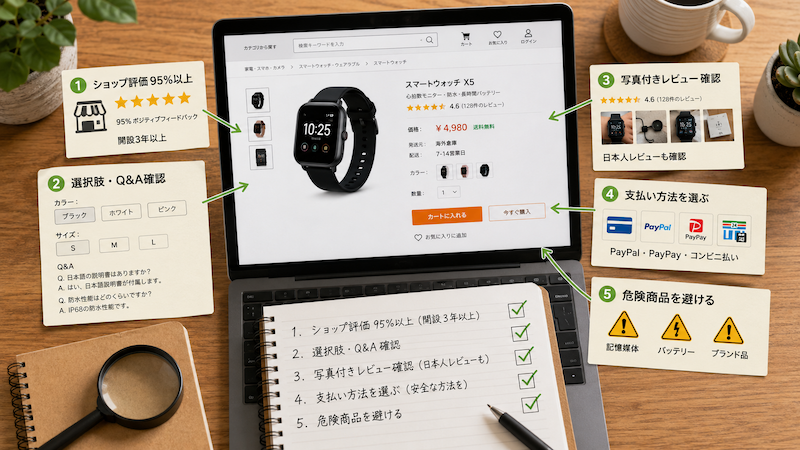 アリエクで安全に買うための購入前チェック5つ