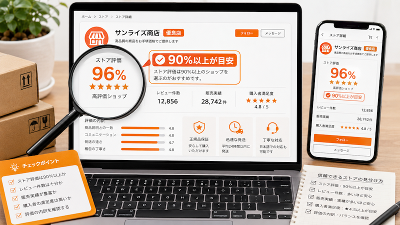アリエクのストア評価確認