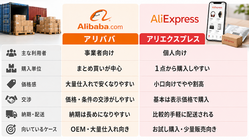 アリババとアリエクの違い比較