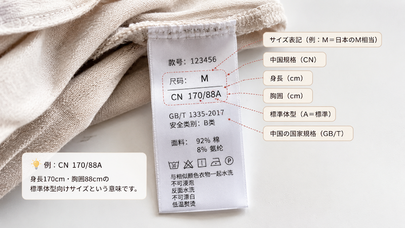 中国服のサイズタグの読み方