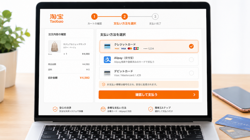タオバオの支払い方法選択画面