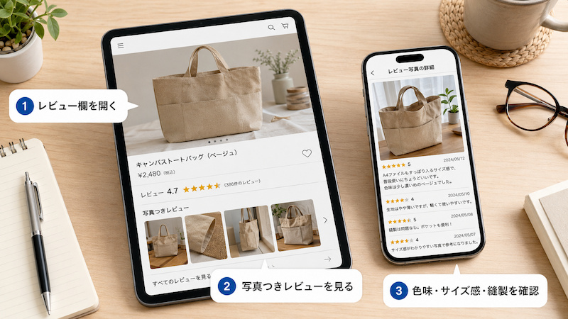 タオバオ服の买家秀レビュー写真を確認