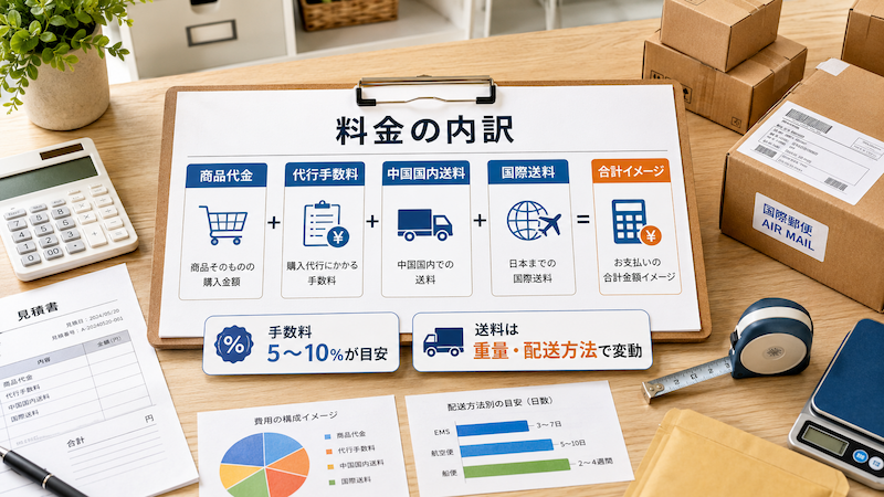 中国グッズ代行の料金・送料・手数料