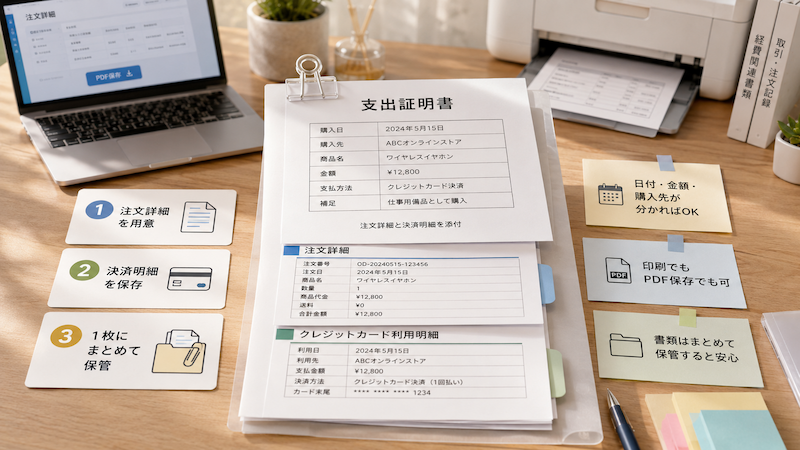 注文詳細と決済明細を使った経費証明書類