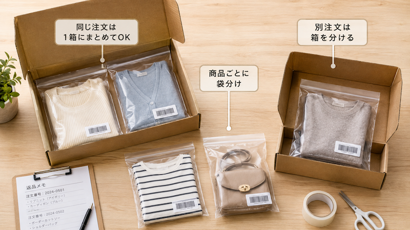 SHEINで複数商品を返品する梱包方法