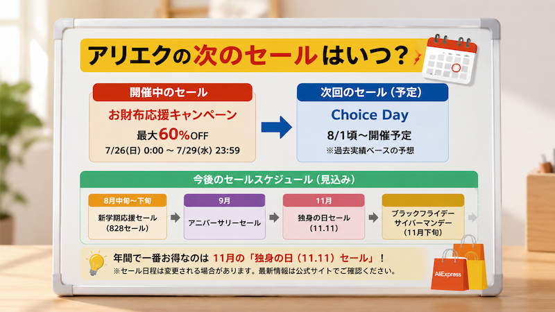 2026年8月最新】アリエクセールはいつ？次回の開催日程と年間カレンダー