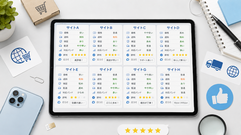 海外スマホ通販サイト8社の特徴・評判比較