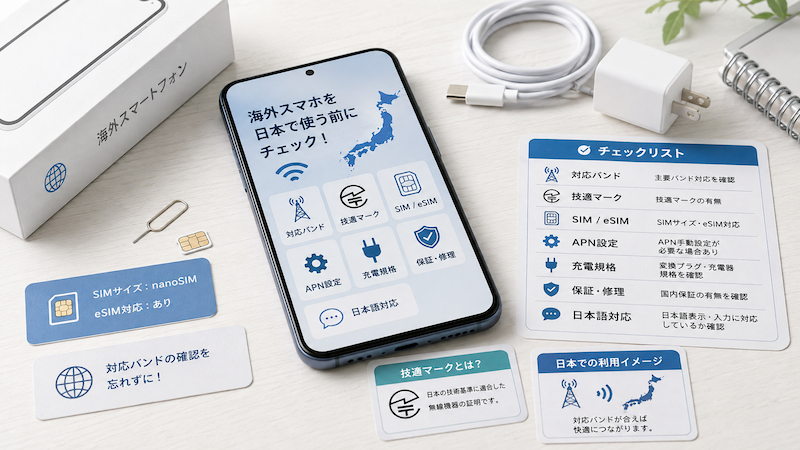 海外スマホを日本で使う際の確認ポイント