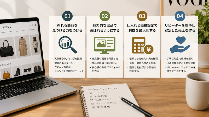バイマ無在庫販売で利益を伸ばす4つのコツ