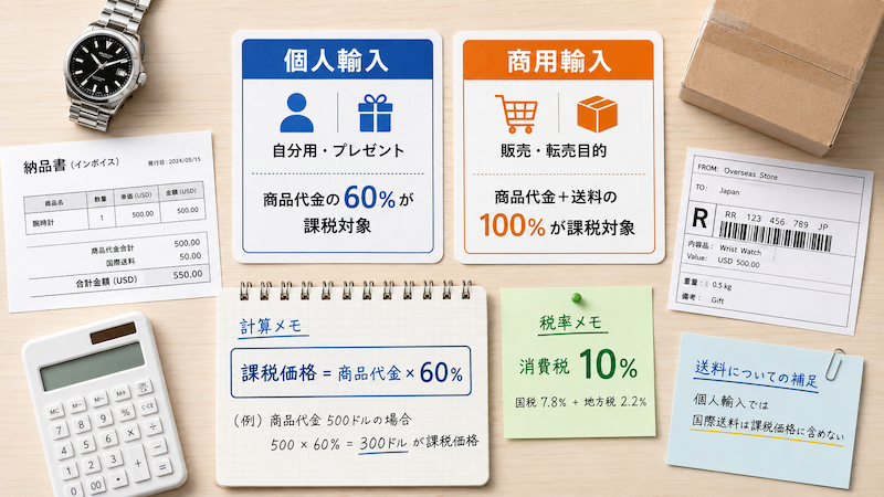腕時計の個人輸入における課税価格と60%ルール