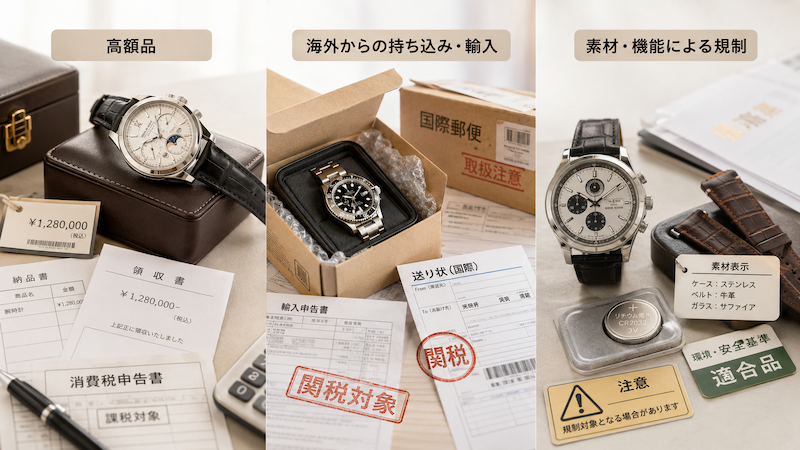腕時計輸入で注意する税金と規制の例