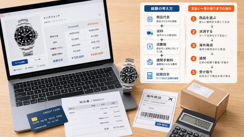 海外マーケットで腕時計を買う際の総額と支払い手順