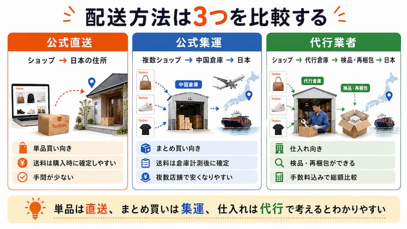 タオバオから日本への配送方法と送料比較