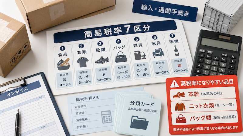 アリババ輸入の関税率と簡易税率7区分