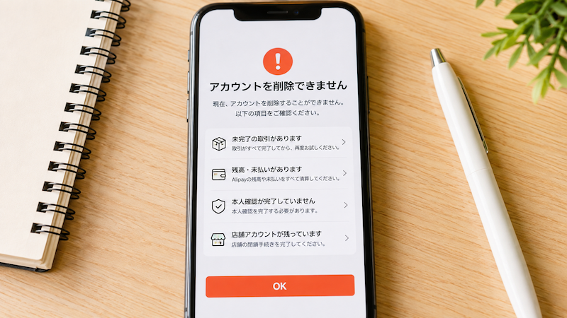 タオバオのアカウントを削除できない原因
