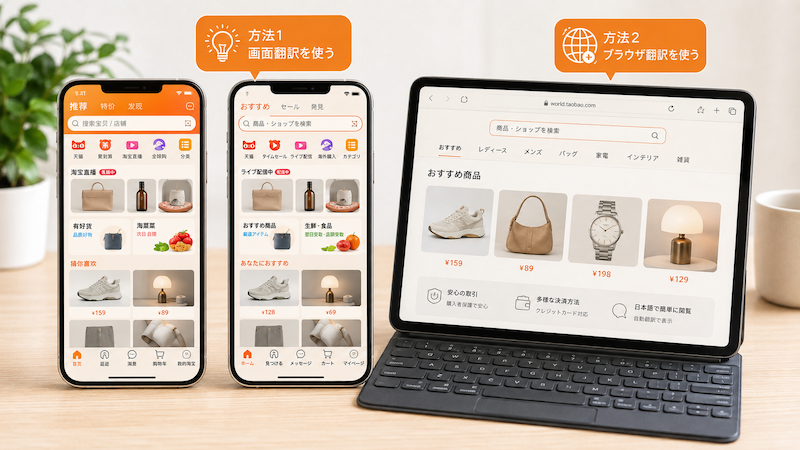 タオバオアプリを日本語で使う翻訳方法