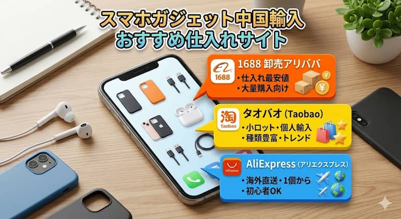 スマホガジェットの中国輸入おすすめ仕入れサイト