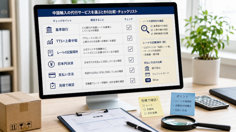 中国輸入代行の為替レート比較ポイント
