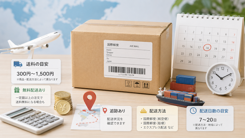 アリエクの送料と配送日数の目安