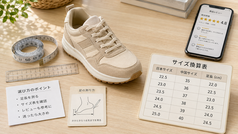 中国靴サイズと日本サイズの換算表
