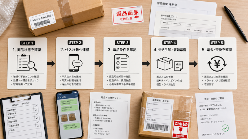 中国輸入の返品のやり方｜不良品の返送手順・費用・返金の流れを解説