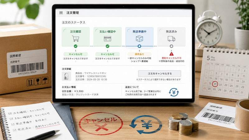 アリエクのキャンセル可能な注文ステータス